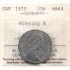 Image 1 : 50-cent 1972 Missing A ICCS MS64