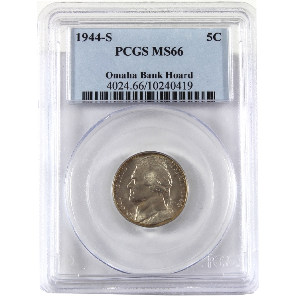 USA 1944S Jefferson Nickel PCGS MS66, Omaha Bank Hoard 