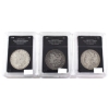 Image 1 : USA Silver 1878, 1979 & 1880 Morgan Dollar Bradford Authenticated. 3pcs.