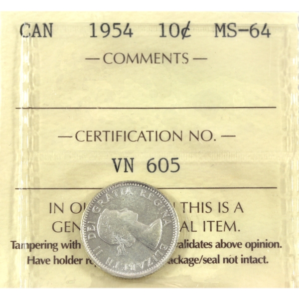 10-cent 1954 ICCS MS64