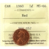 Image 1 : 1-cent 1960 ICCS MS66 Red