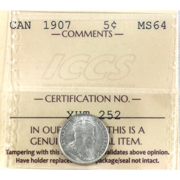 5-cent 1907 ICCS MS64