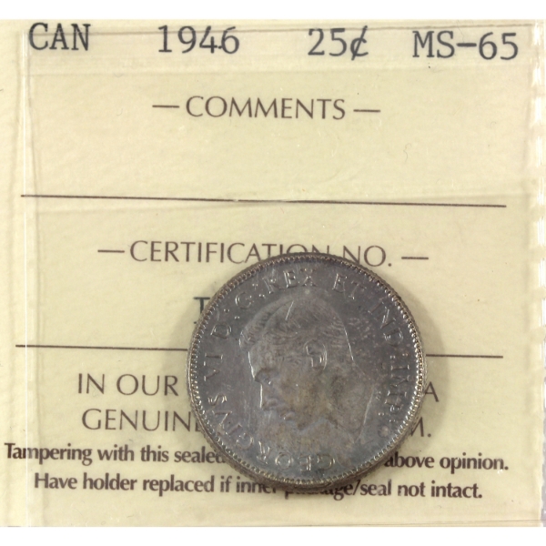 25-cent 1946 ICCS MS65