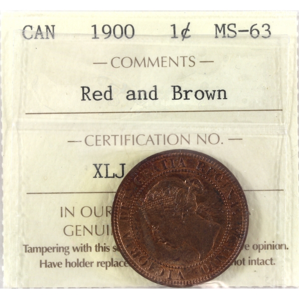 1-cent 1900 ICCS MS63 RD & BN 