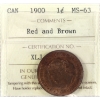 Image 1 : 1-cent 1900 ICCS MS63 RD & BN