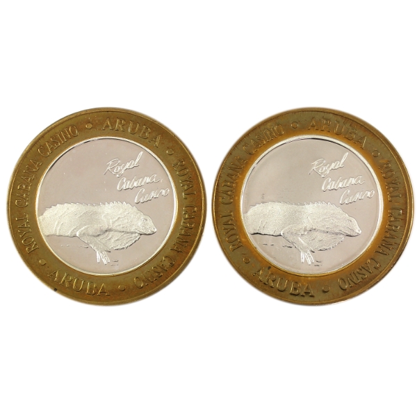 2x N.D. $10 Limited Edition Royal Cabana Casino 37.5g .999 Fine Silver Tokens. 2pcs. (Tax Exempt)
