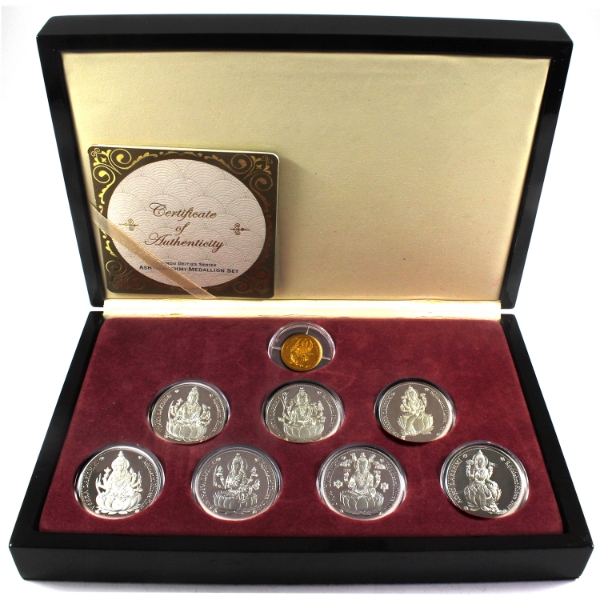 B.H Mayer's Mint/Rajalakshmi Kubera Trust 2006 Silver/Gold Hindu Deities Series-Ashtalakshmi Set