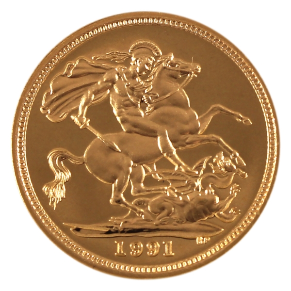 Great Britain Gold 1991 1/2 Sovereign in Royal Mint Case