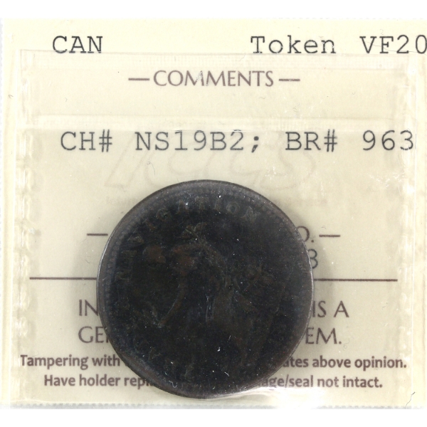 CH# NS19B2 BR# 963 1813 Half Penny Token ICCS VF20