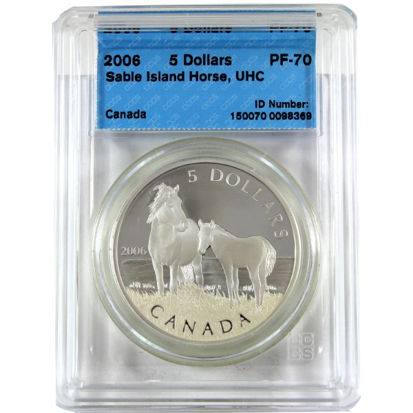2006 $5 Sable Island Horse & Foal 28g .9999 Fine Silver Coin CCCS PF70 (Tax Exempt)