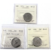 Image 1 : 25-cent 1970, 1978 Small Denticles & 1990 ICCS MS65. 3pcs