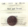Image 1 : 1-cent 1935 ICCS MS64 Red & Brown