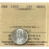 Image 1 : 10-cent 1932 ICCS MS63
