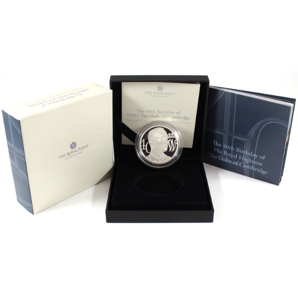 Great Britain Silver 2022 5 Pounds 40th Birthday of His Royal Highness The Duke of Cambridge 