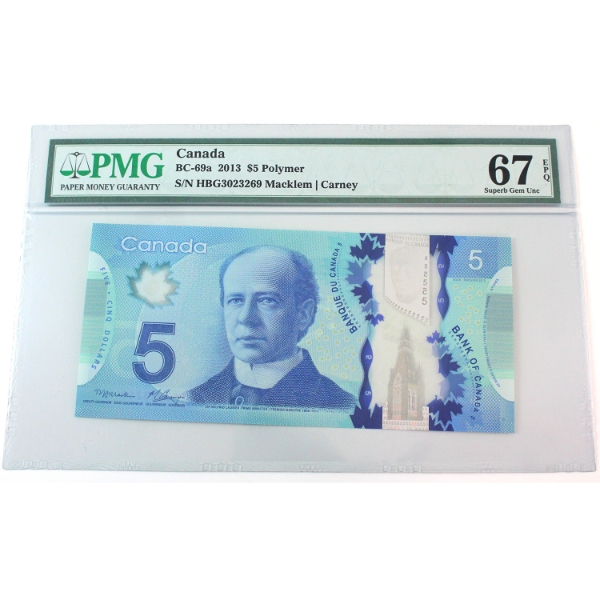 BC-69a 2013 $5 PMG Supurb GEM UNC 67 EPQ Macklem-Carney SN: HBG3023269