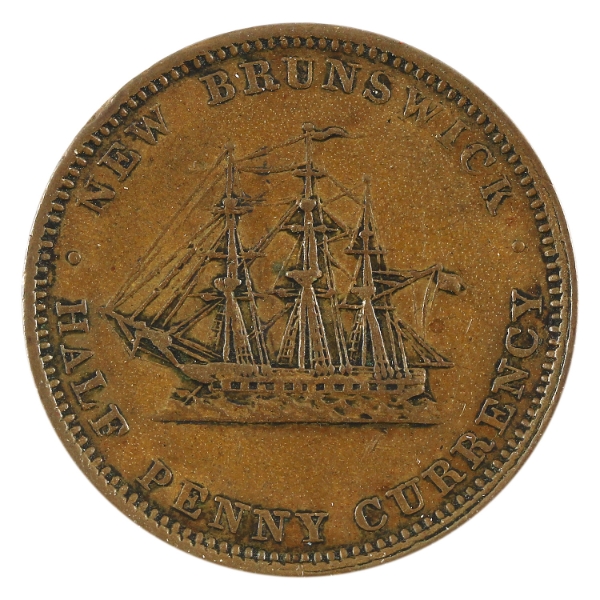 BR-912, CH-NB-1B 1854 New Brunswick Half Penny Token