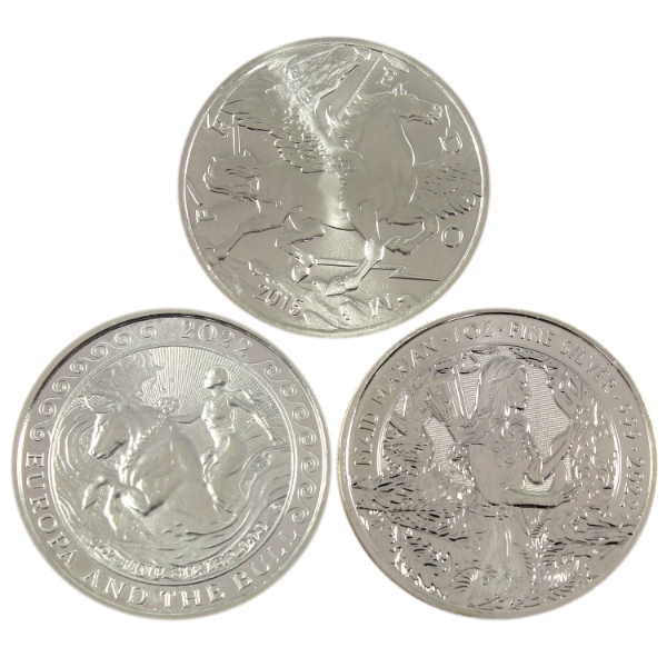 3x 1oz World 2015-2022 Myths & Legends .999 Fine Silver Rounds. 3pcs. (Tax Exempt)