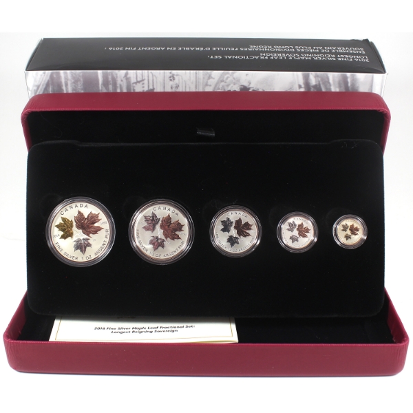 2016 A Historic Reign Silver Maple Leaf Fractional Set (Tax Exempt)