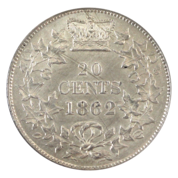 New Brunswick 20-cent 1862 AU-UNC