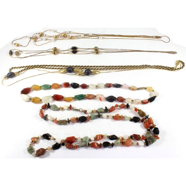 5x Colourful Chunky Stone Necklaces. 5pcs.