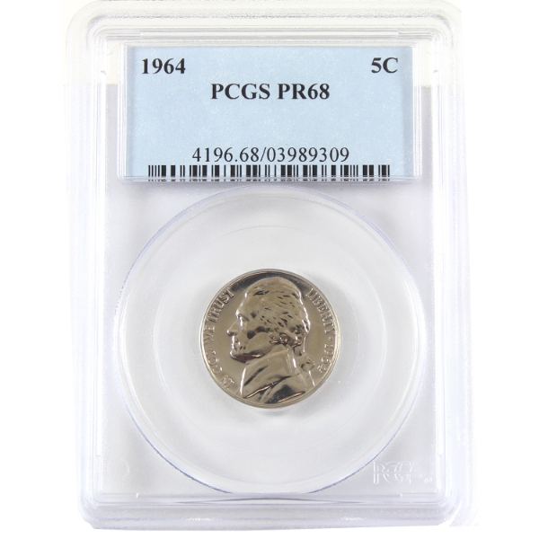 USA 1964 Jefferson Nickel PCGS PR68