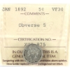 Image 1 : 5-cent 1892 Obverse 5 ICCS VF30 *Rare!*
