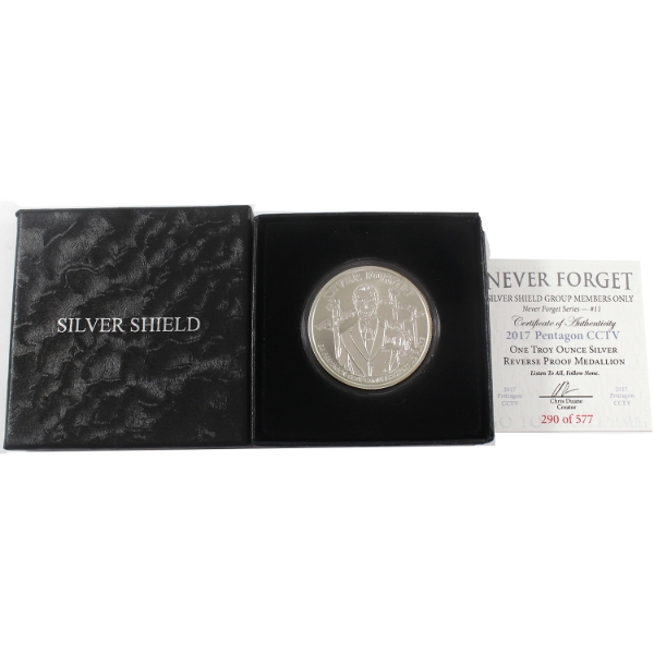 1oz Silver Shield Never Forget Series- 2017 Pentagon CCTV .999 Fine Silver (Tax Exempt)