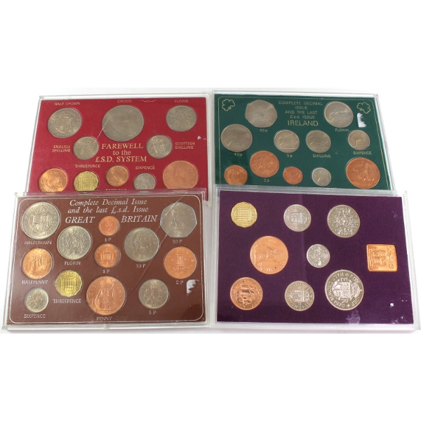 Great Britain & Ireland Last £.S.D. System Coin Sets. 4pcs.