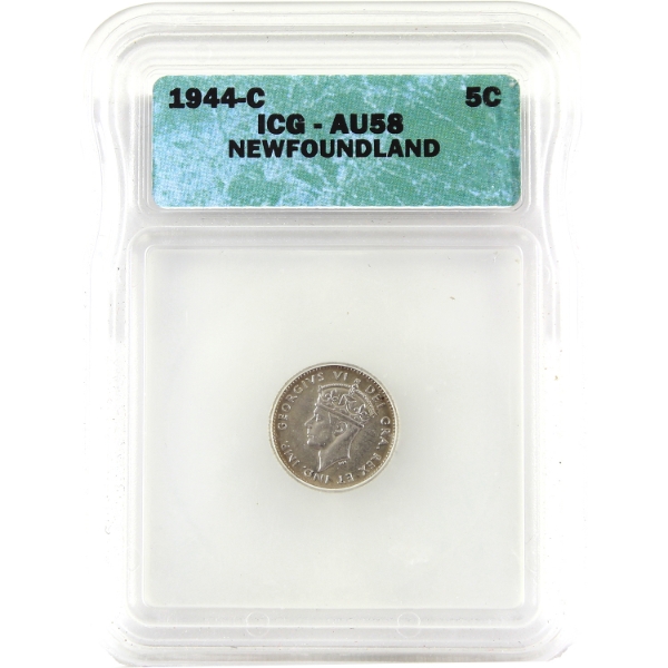 Newfoundland 5-cent 1944C ICG AU58