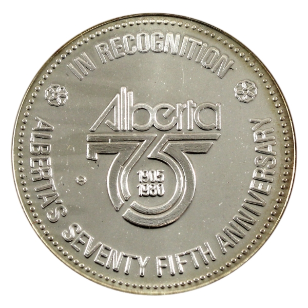 1980 75th Anniversary of Alberta .999 Fine Silver Medallion (Tax Exempt)
