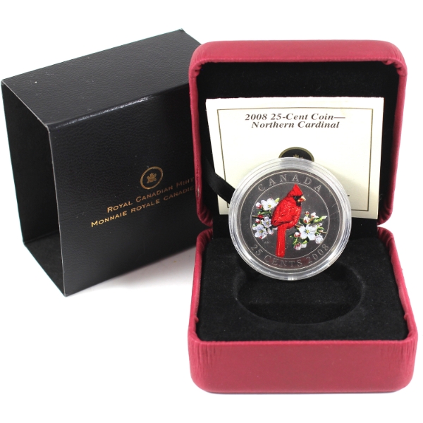 2008 25-cent Birds of Canada - Northern Cardinal