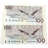 Image 1 : BC-60d 1988 $100 CUNC Knight-Dodge SN:BJS4162614 & SN:BJW0804438. 2pcs