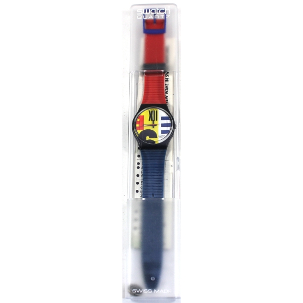 Vintage 1987 Swatch Gent GB117 NEW 'Nine to Six' Style Wristwatch in Original Case with Papers
