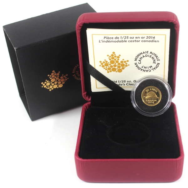 2014 50-cent Canada's Classic Beaver 1/25oz .9999 Fine Gold (Tax Exempt)