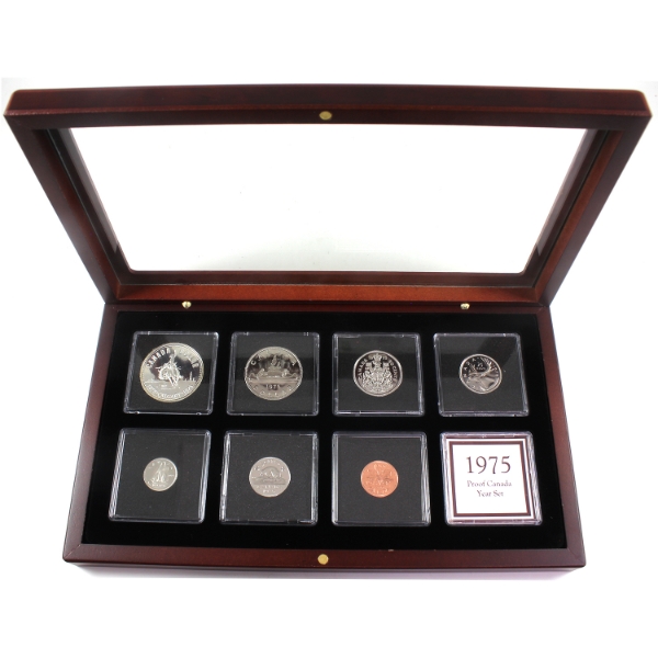 1975 Proof Year Set in Mahogany Display Case 