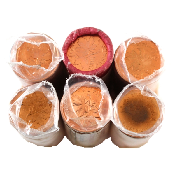 *1-cent 2002-2012 Penny Rolls of 50pcs. 6 Rolls.  