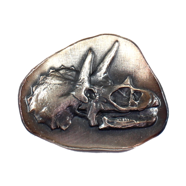 3oz Monarch Precious Metals Triceratops Dinosaur Fossil Skull .999 Fine Silver Bar in Wooden Crate