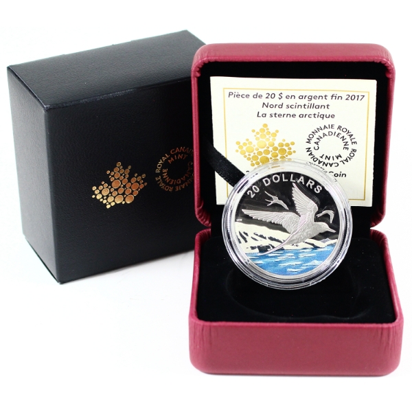 2017 $20 Glistening North - Arctic Tern 1oz Fine Silver Coin w/ Selective Colouring (Tax Exempt)