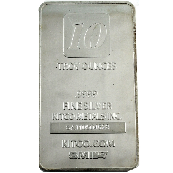 10oz Kitco .999 Fine Silver Bar (Tax Exempt)
