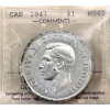 Silver $1 1947 ICCS Blunt 7 MS62 (scr)