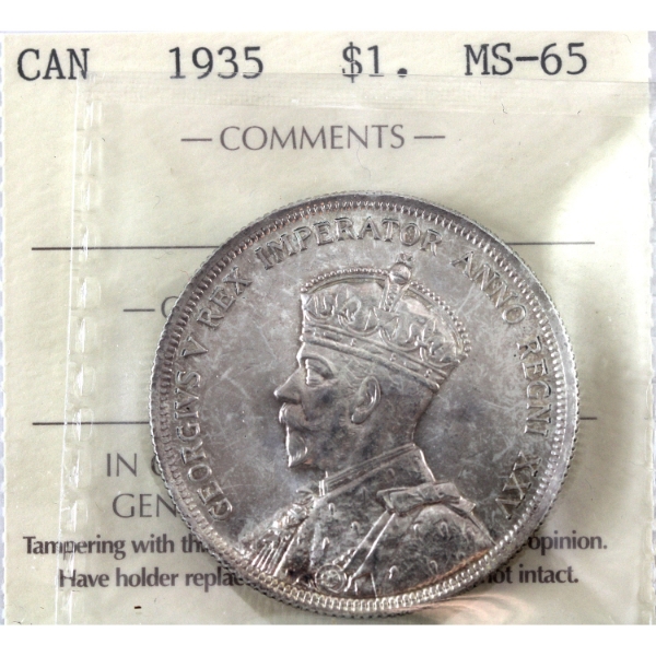 Silver $1 1935 ICCS MS65 