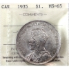 Image 1 : Silver $1 1935 ICCS MS65 