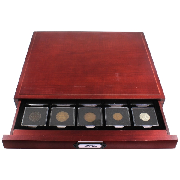 1899-1984 20 Historic Coins of Canada in Mahogany Display Case