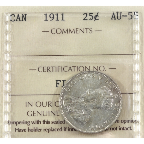 25-cent 1911 ICCS AU55 