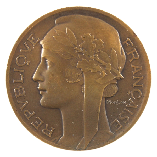 France c. 1910 Education Physique Medal 61.09g-Bronze, 50mm.