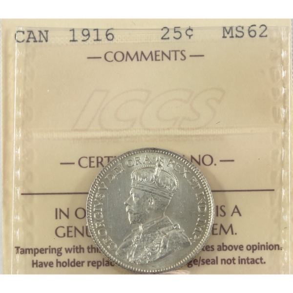 25-cent 1916 ICCS MS62