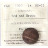 1-cent 1929 ICCS MS63 Red & Brown