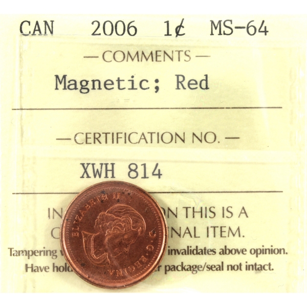 1-cent 2006 Magnetic ICCS MS64 Red