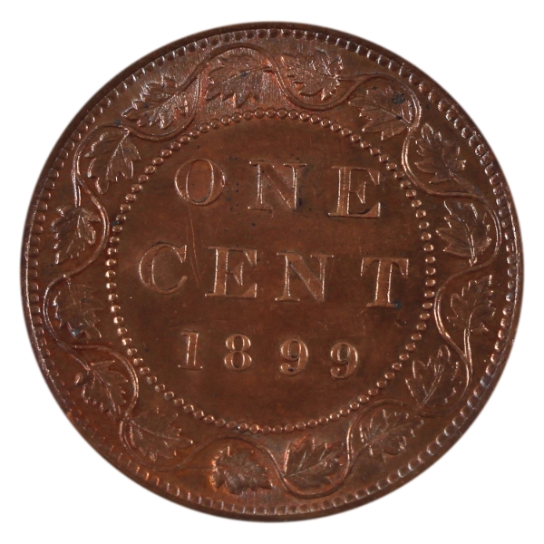 1-cent 1899 Repunched 9 BU Lustrous Brown