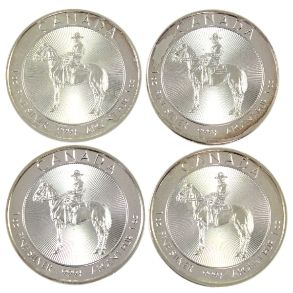 4x 1oz Canada 2023 RCMP .999+ Fine Silver Rounds. 4pcs. (Tax Exempt)